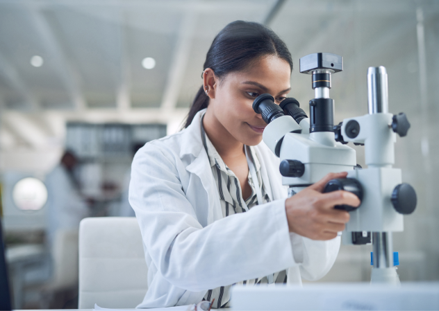 lady with microscope