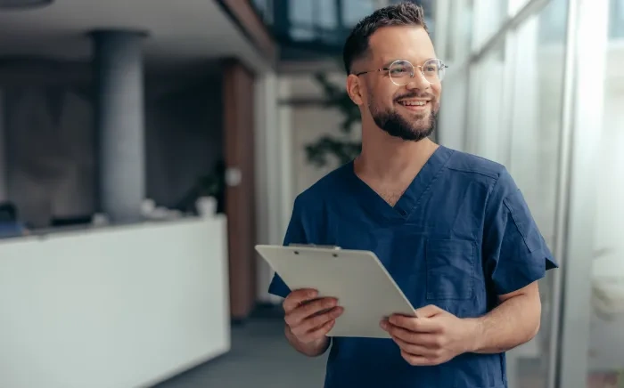 nurse holding a clipboard