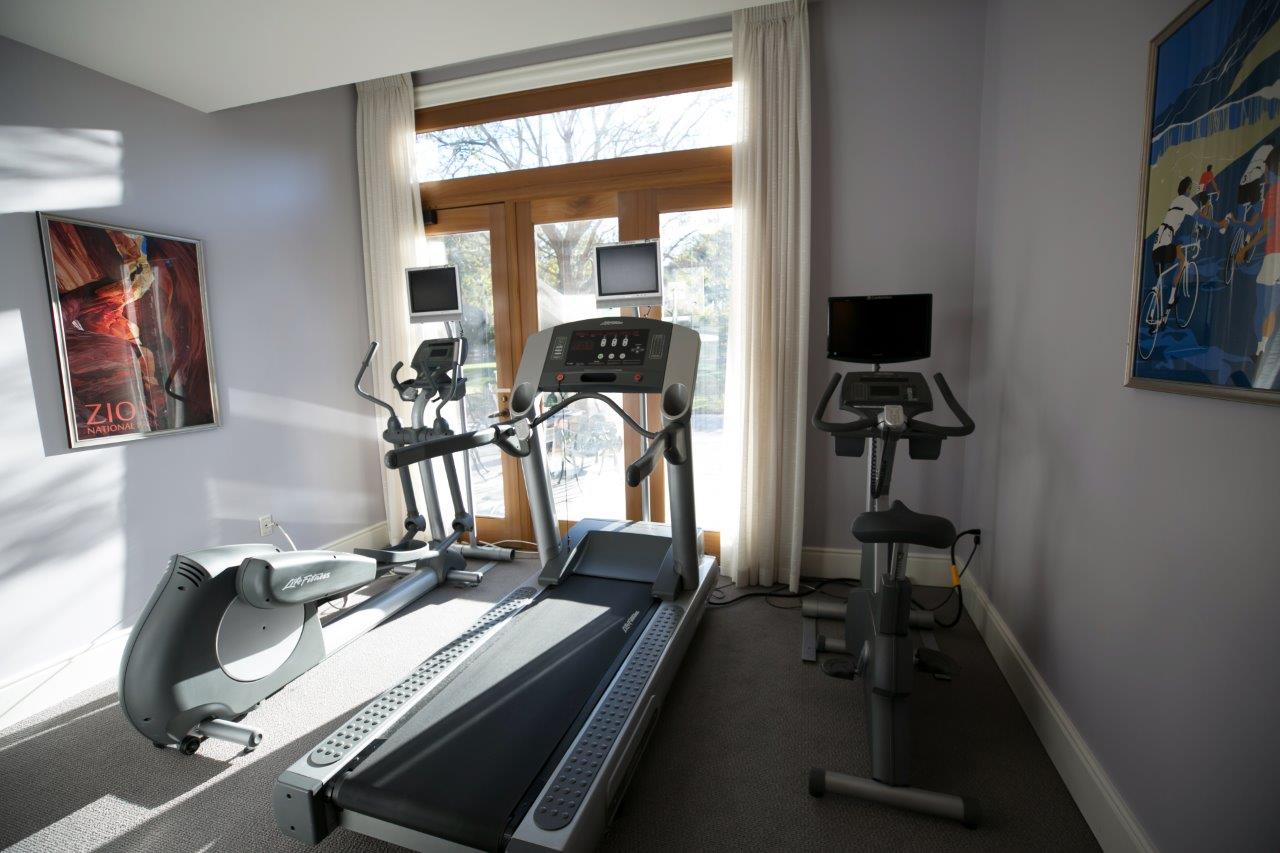 the exercise room at the Safra Family Lodge