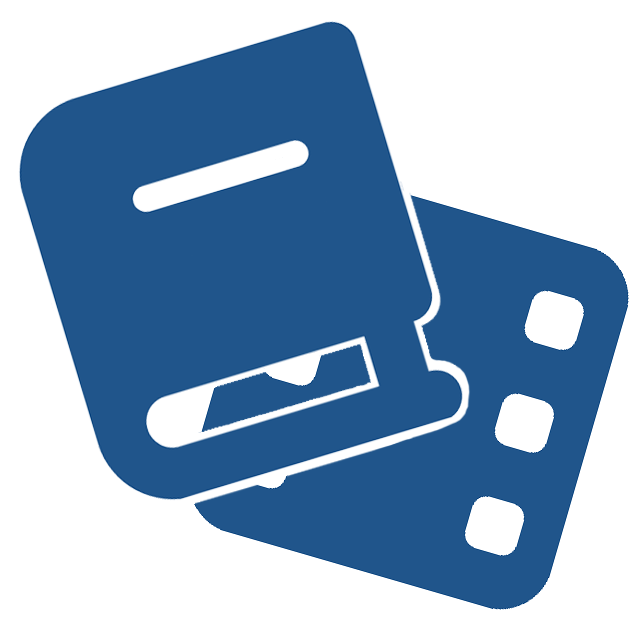 blue book superimposed over a blue film clip icon