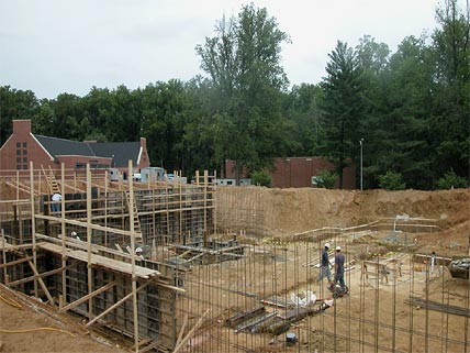 Basement walls of the Lodge going up