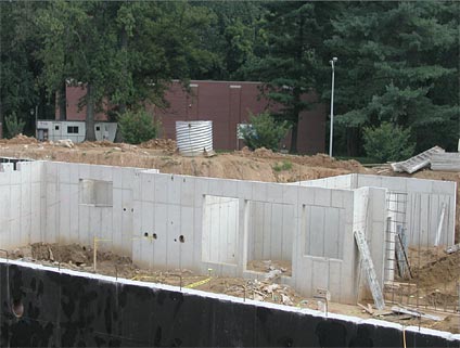 Interior basement walls of the Lodge