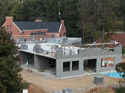 First-floor walls of the Lodge going up