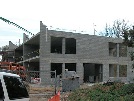 Second-floor walls of the Lodge going up