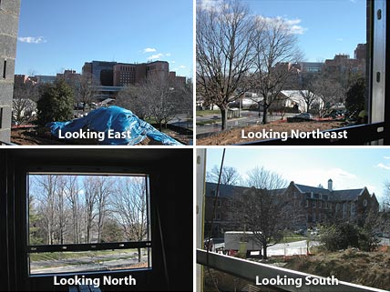 Four views from the Lodge's second-floor guest rooms