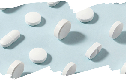 medication agains a light blue background