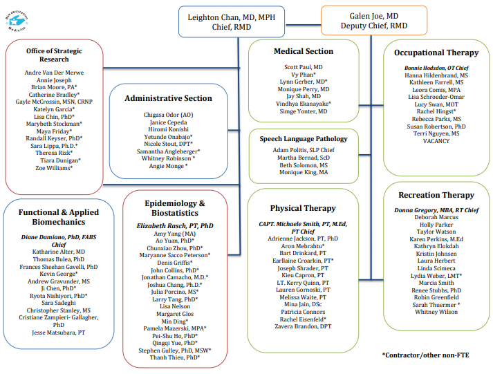 Rehabilitation Medicine Department Organization Chart. See the pdf on this oage for full text.