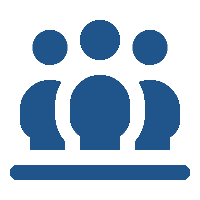 three people over a line blue icon