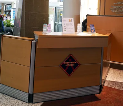 a hospitality desk at the Clinical Center